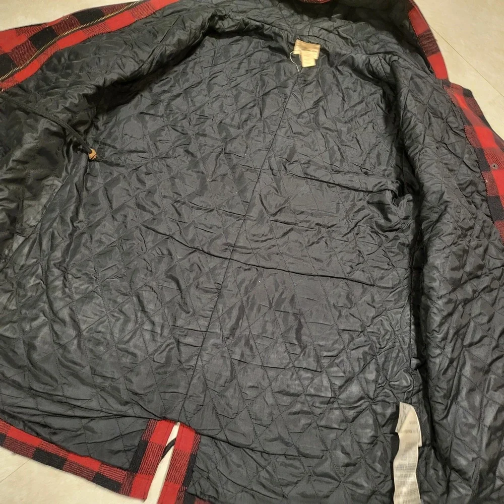 Levis Mens XL Wool Blend Buffalo Quilted Hooded Plaid Jacket Coat VERY RARE - Picture 14 of 16